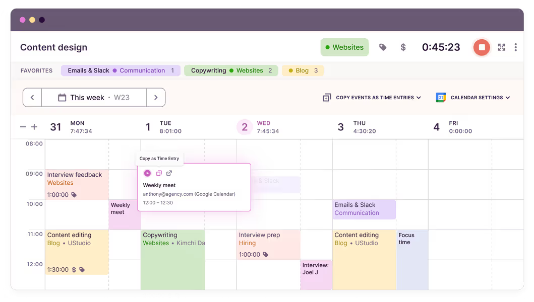 Toggl Track as an enterprise time tracking software