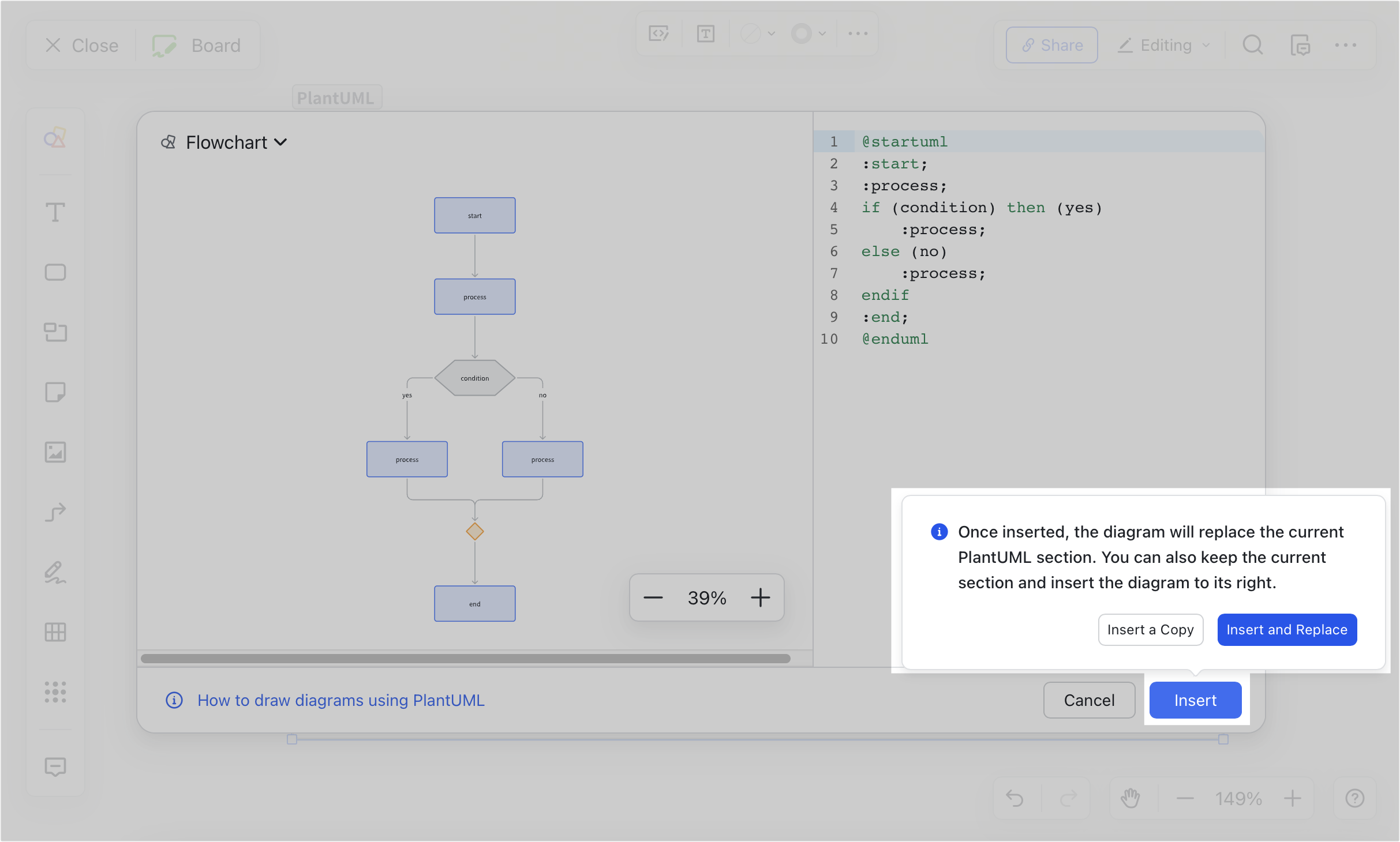 Use PlantUML on a board