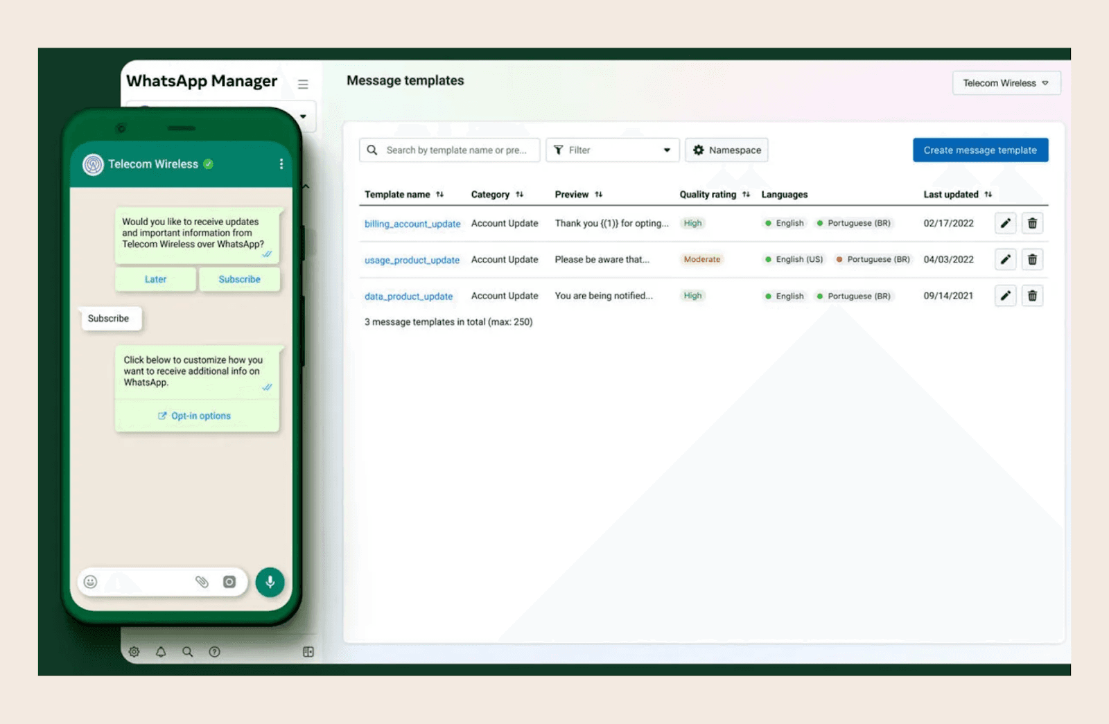 Interface of WhatsApp Business