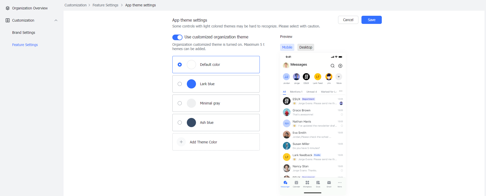 Admin | Customize your app theme