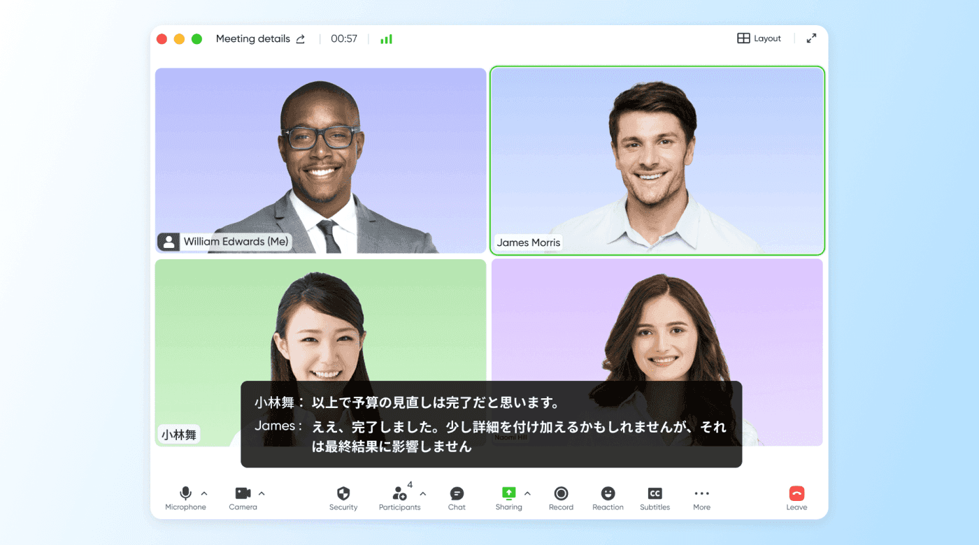 Employees on a global video call