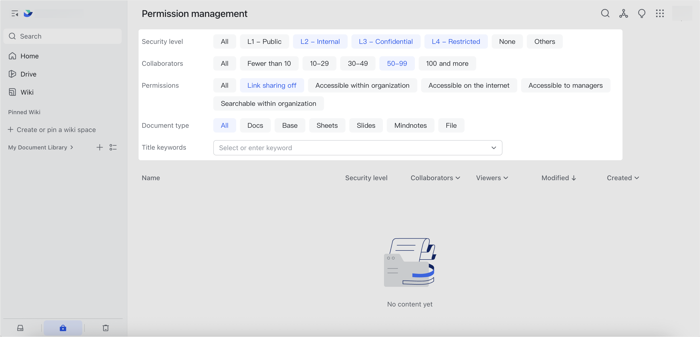Batch review and manage the permissions of your documents
