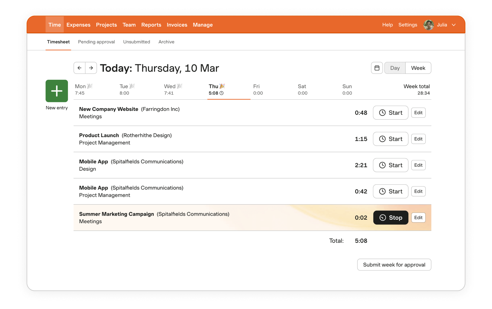 Harvest time tracking and work hours tracker tool